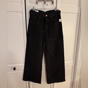 NWT GAP High-Rise Stride Wide-Leg Ankle Jeans, washed black, size 28L